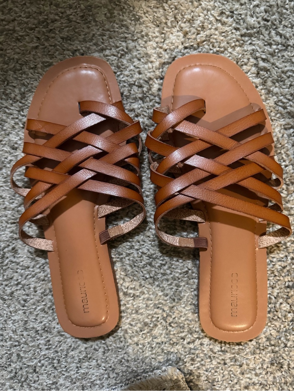 Maurices Brown Braided Strappy Slide Sandals